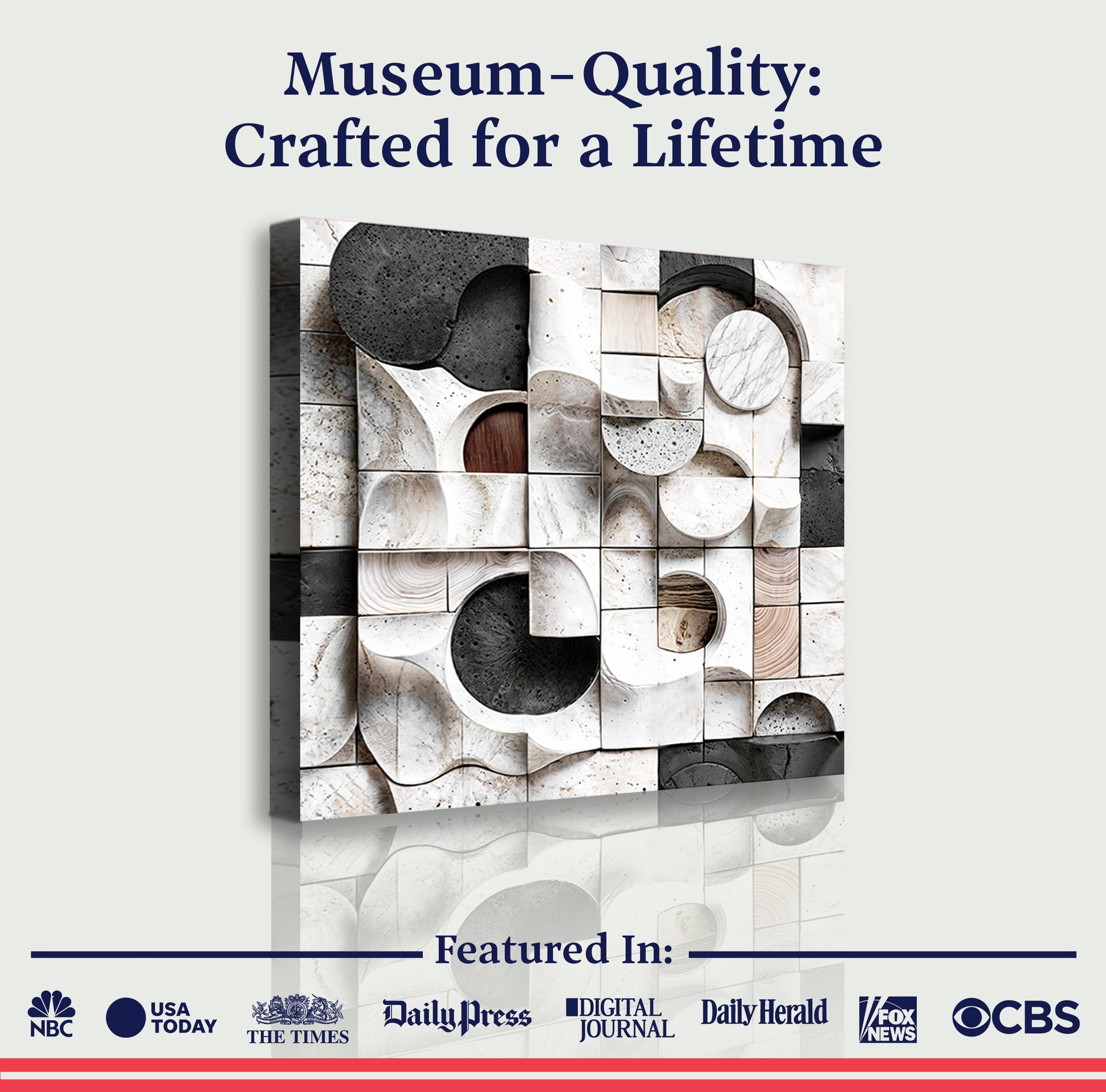 Abstract Black & White Canvas Wall Art with textured blocks and cutouts Tailored Canvases on Tampa Home & Garden Store