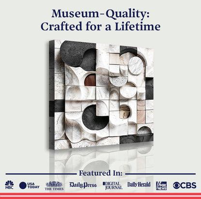 Abstract Black & White Canvas Wall Art with textured blocks and cutouts Tailored Canvases on Tampa Home & Garden Store