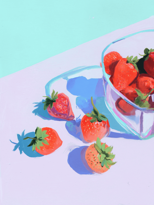 Strawberry Study Art Print – Botanical Fruit Illustration for Kitchen & Contemporary Wall Décor, Archival Quality, Ready to Hang - Tampa Home & Garden Store