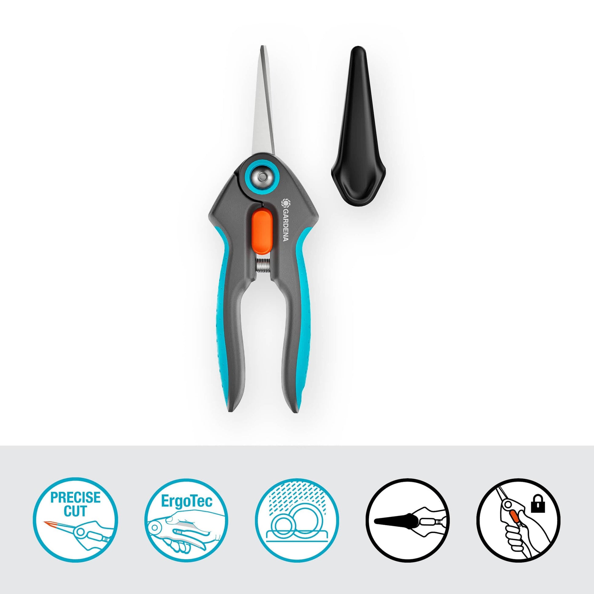FreshCut Scissors hand tool with gray/blue ergonomic handle and steel blades Gardena on Tampa Home & Garden Store