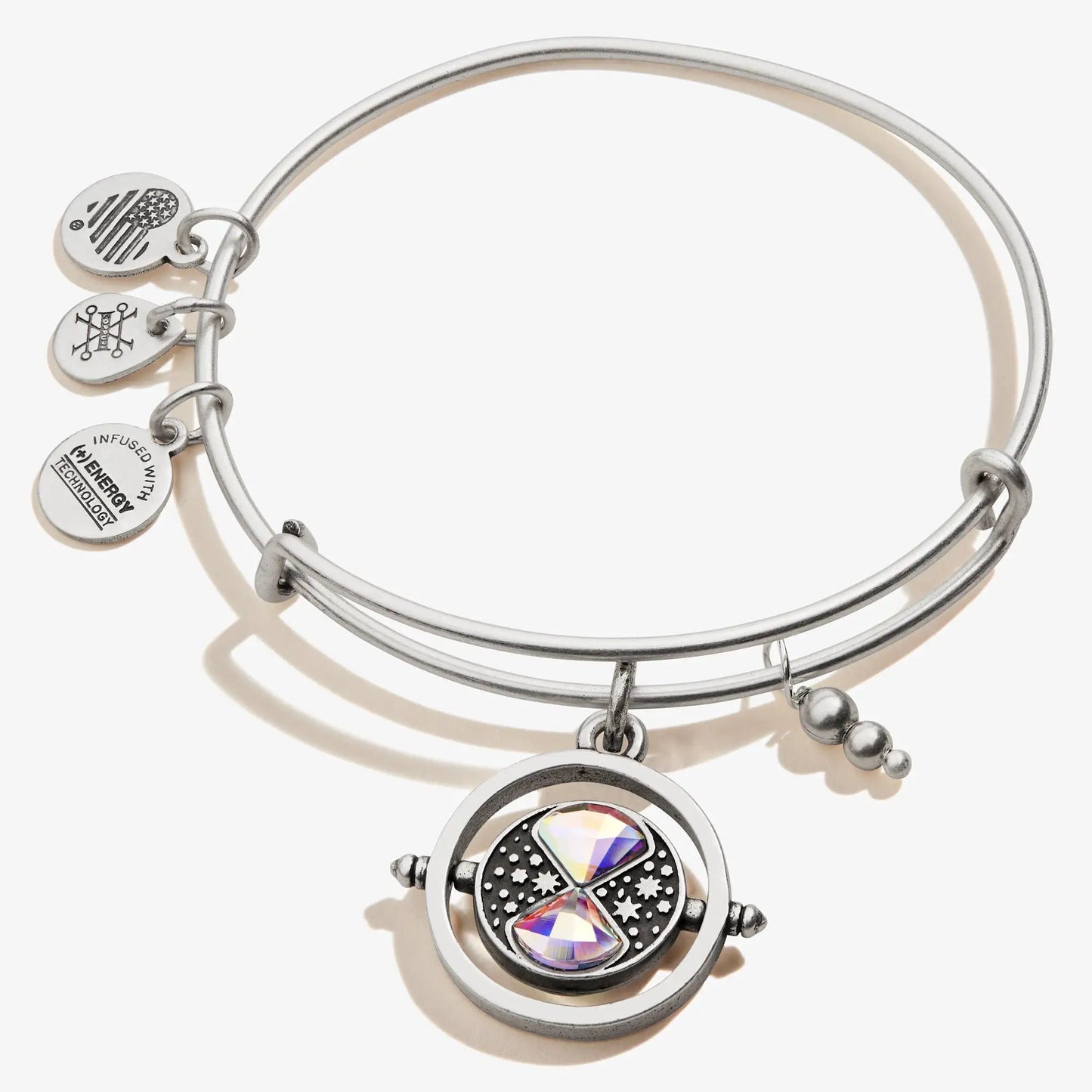 Harry Potter Time Turner Spinner Charm Bangle by ALEX AND ANI, silver bracelet with pendant on Tampa Home & Garden Store