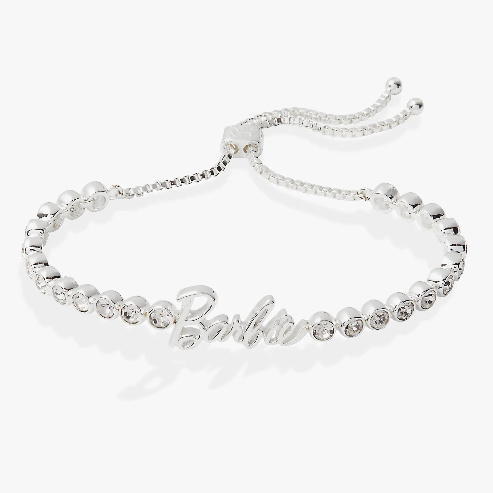Barbie Tennis Bolo Bracelet by ALEX AND ANI, silver-tone with crystal beads and bolo slider on Tampa Home & Garden Store