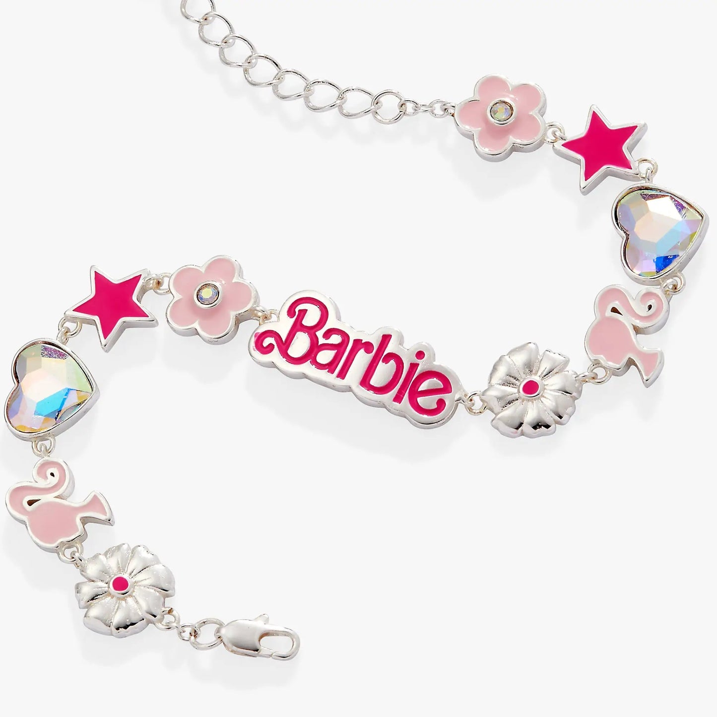Barbie Charm Bracelet With Pink Flower Accents