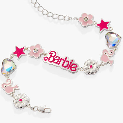 Barbie Charm Bracelet With Pink Flower Accents