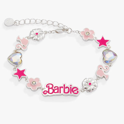 Barbie Charm Bracelet With Pink Flower Accents
