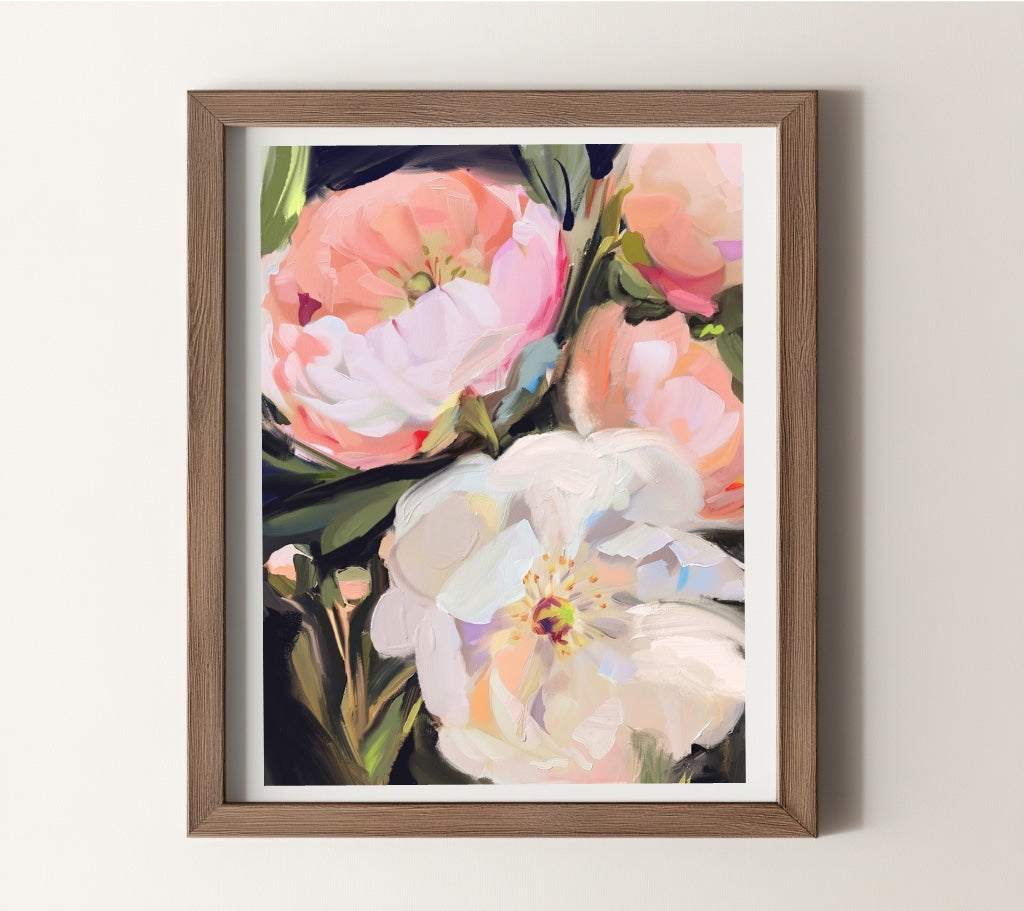 Un Cuadro de Arte de Flores Suaves – Decoración de Pared Delicada y Serena