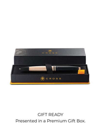 Calais brushed rose gold plate and black lacquer Cross ballpoint pen in gift box on Tampa Home & Garden Store