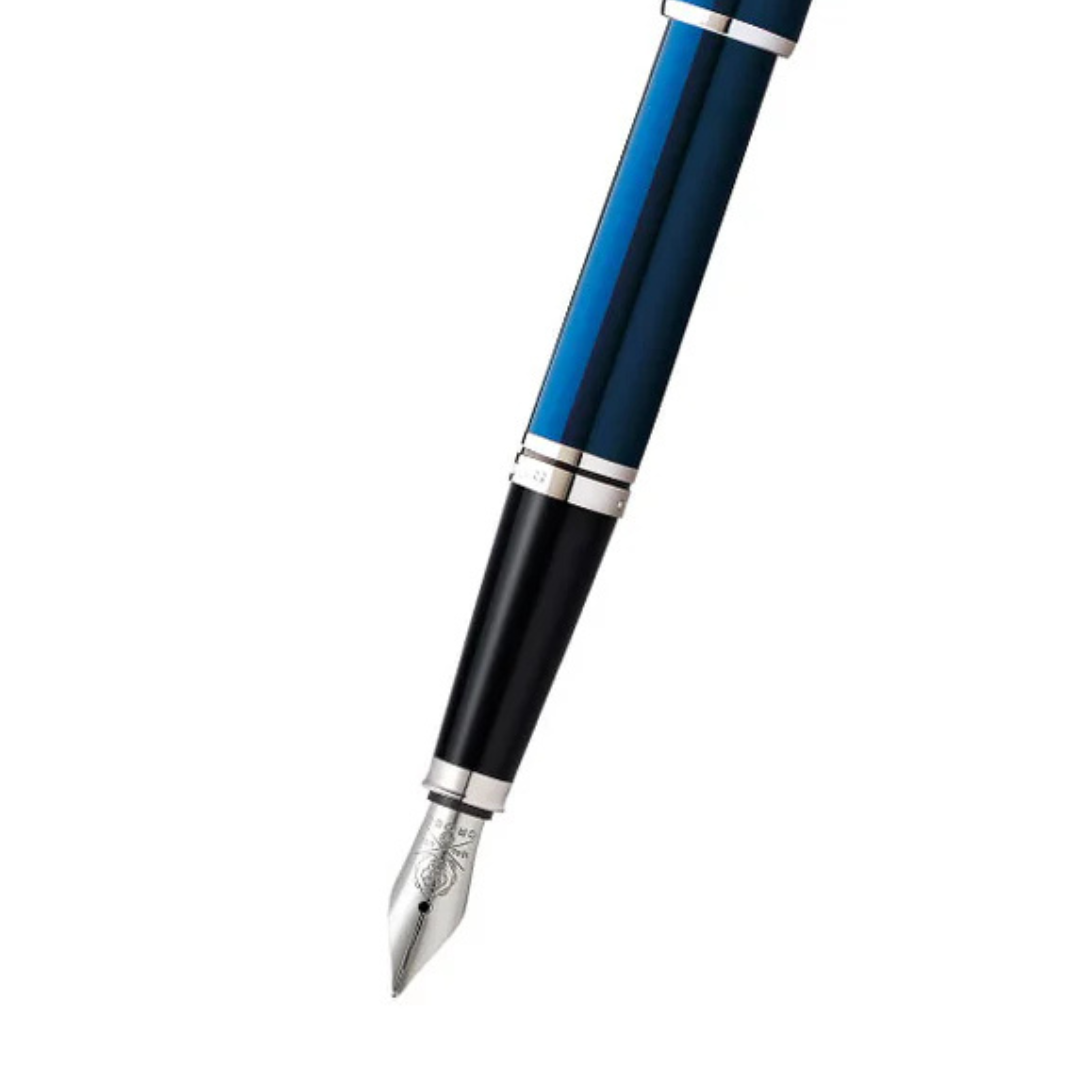 A.T. Cross Coventry Blue Lacquer fountain pen with blue and black barrel and silver accents on Tampa Home & Garden Store