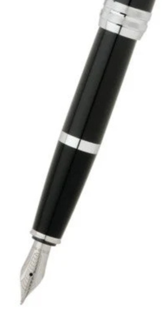 Cross Bailey black lacquer stainless steel fountain pen with silver trims and medium nib on Tampa Home & Garden Store