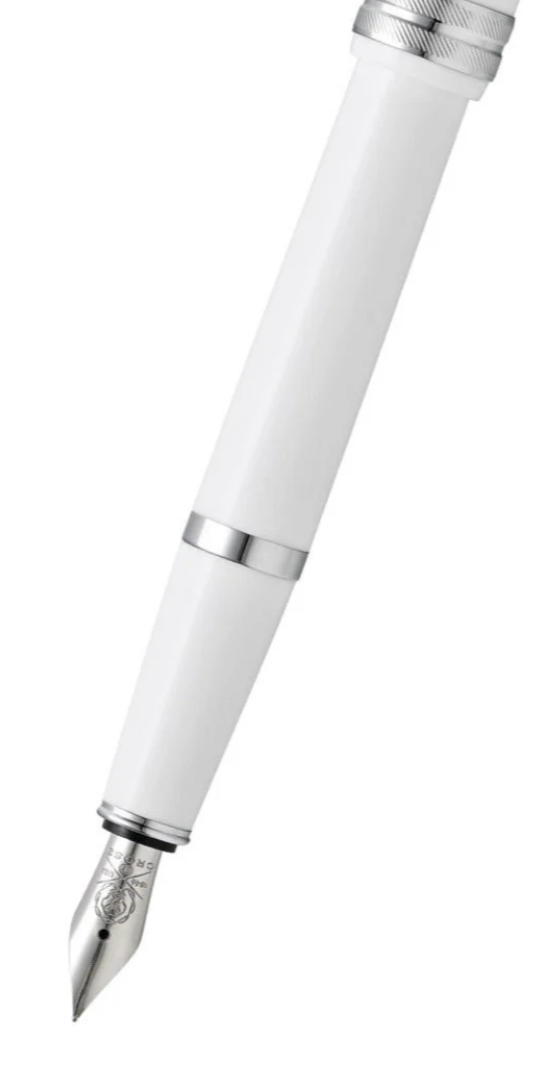Bailey Light polished white resin fountain pen with fine nib by A.T. Cross on Tampa Home & Garden Store