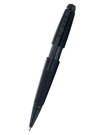 Edge Matte Black Lacquer Gel Rollerball Pen by A.T. Cross, sleek black body with silver clip on Tampa Home & Garden Store