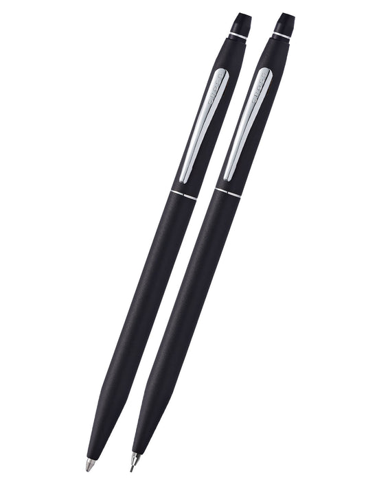 Cross Click Classic black ballpoint pen and pencil gift set, two black pens with silver clips on Tampa Home & Garden Store