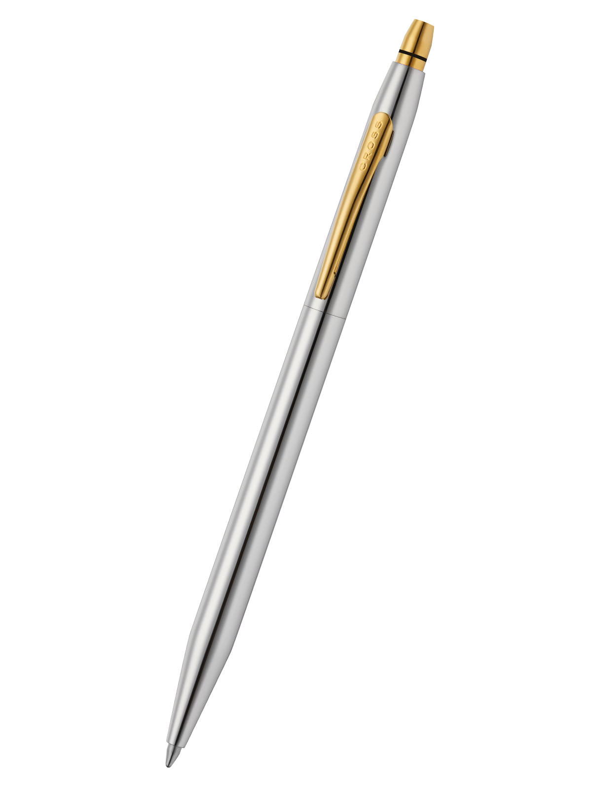 Click Medalist ballpoint pen by A.T. Cross, silver body with gold clip on Tampa Home & Garden Store
