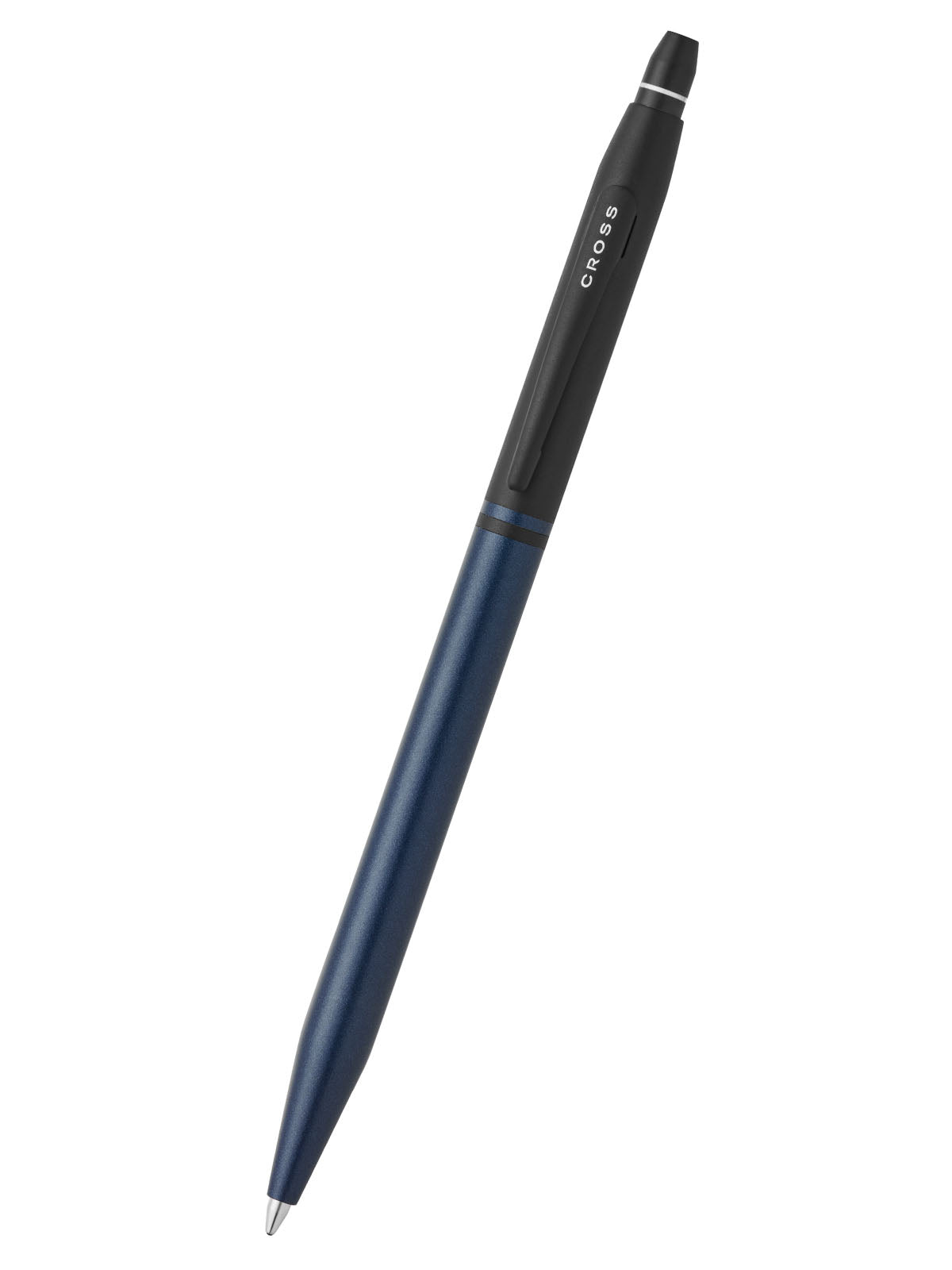Cross Click tuxedo satin metallic blue ballpoint pen with black upper section and blue barrel on Tampa Home & Garden Store