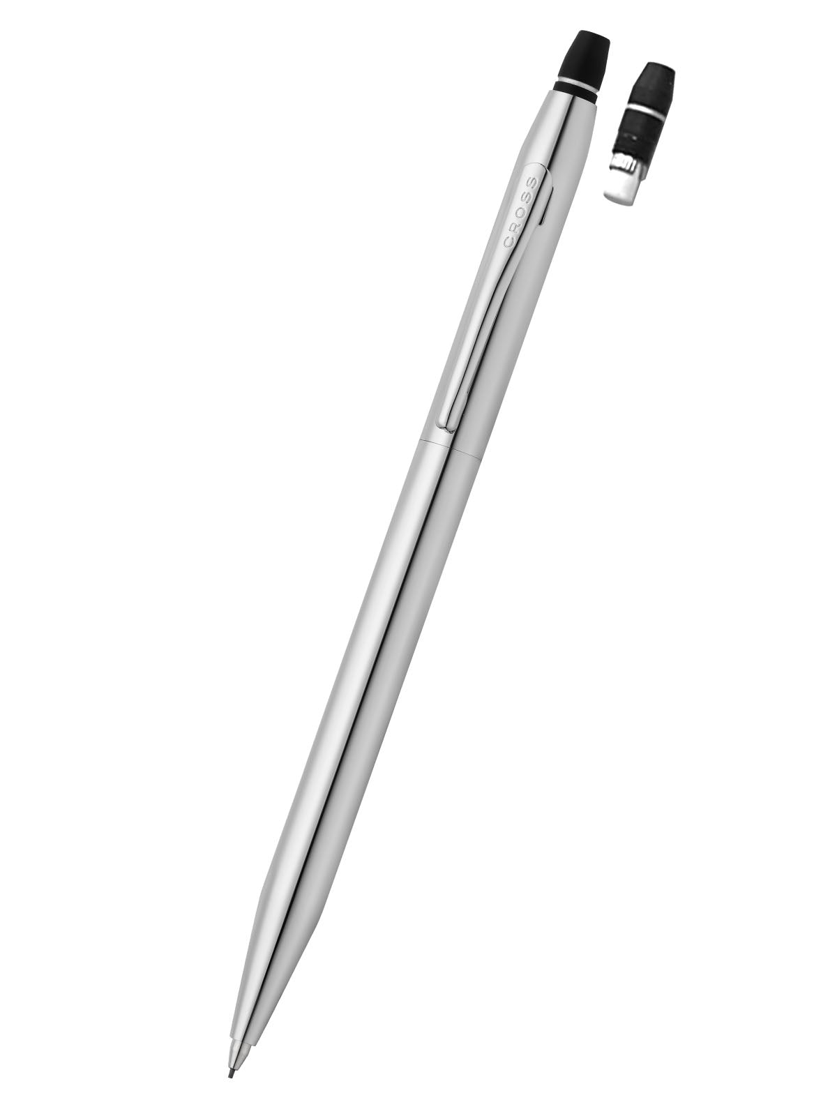 A.T. Cross Click Chrome 0.5mm mechanical pencil with chrome barrel and black eraser cap on Tampa Home & Garden Store