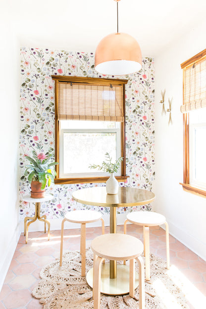 Floral Finds Wallpaper, white
