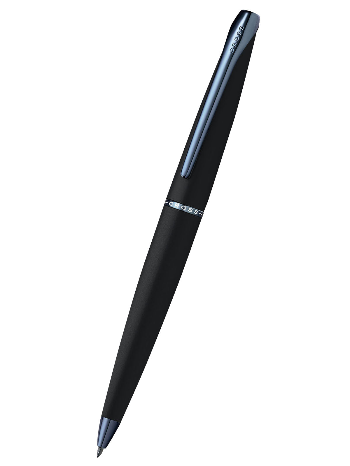 ATX Basalt Black with Blue PVD ballpoint pen by Cross, slim black body with blue clip on Tampa Home & Garden Store