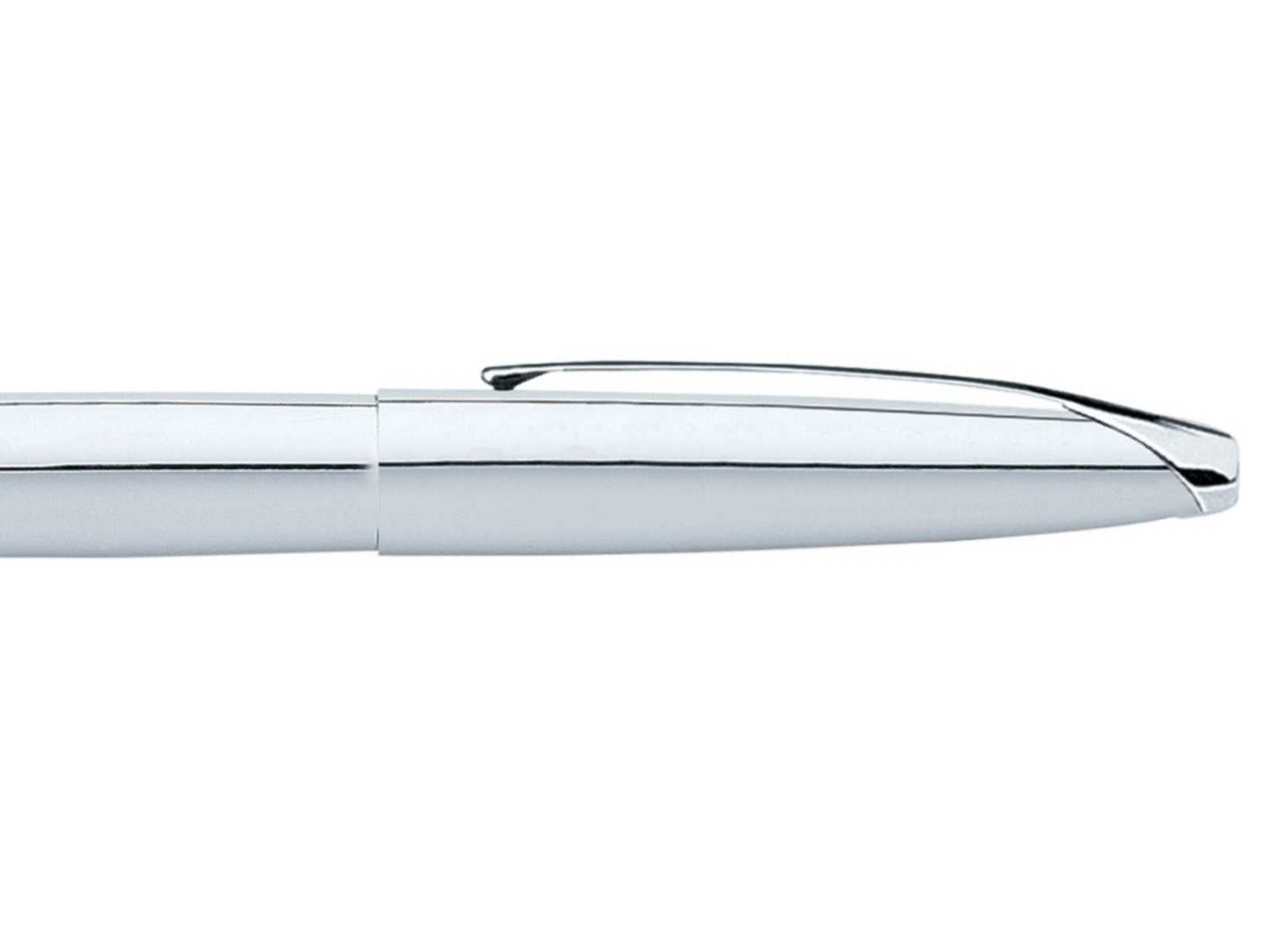 ATX Pure Chrome stainless steel fountain pen side view with clip on Tampa Home & Garden Store