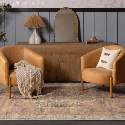 Powhatan washable area rug in muted purple-beige distressed oriental pattern on Tampa Home & Garden Store