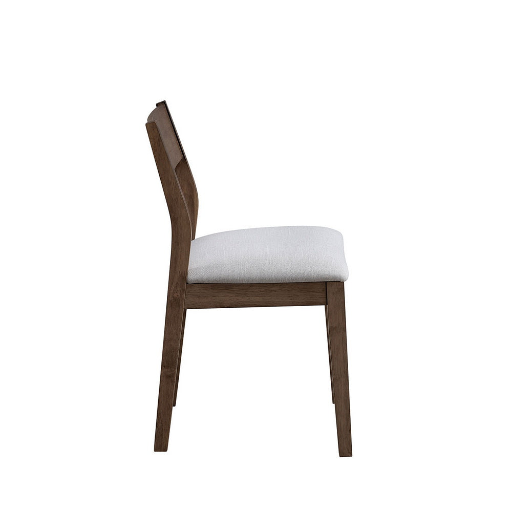 ACTU Furniture dining chair, solid wood with dark walnut finish and light gray upholstery on Tampa Home & Garden Store