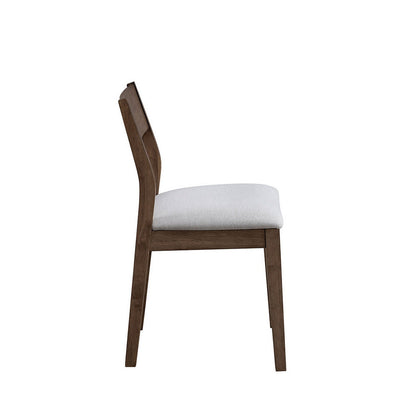 ACTU Furniture dining chair, solid wood with dark walnut finish and light gray upholstery on Tampa Home & Garden Store