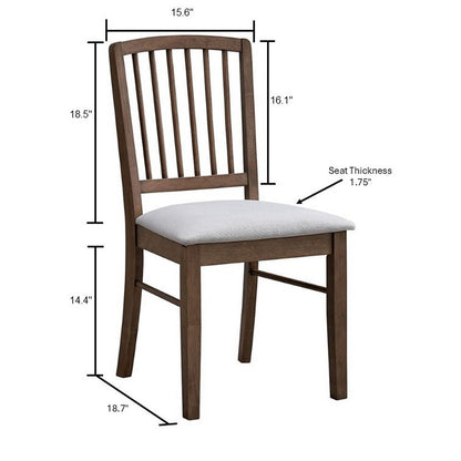 ACTU FURNITURE wooden dining chair with slatted back, brown finish, cushioned beige seat on Tampa Home & Garden Store