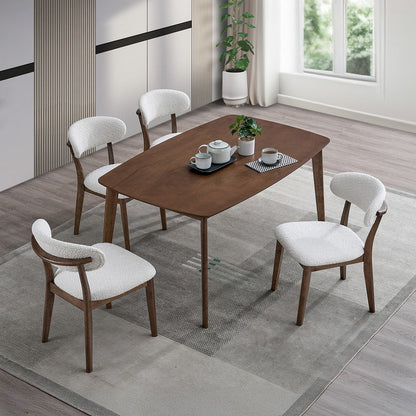ACTU FURNITURE Scandinavian dining table set with white upholstered chairs seats 4-6 on Tampa Home & Garden Store