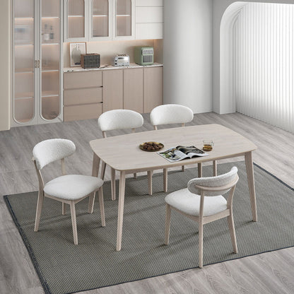 ACTU dining table set with upholstered white chairs in wood 4–6 seats on Tampa Home & Garden Store