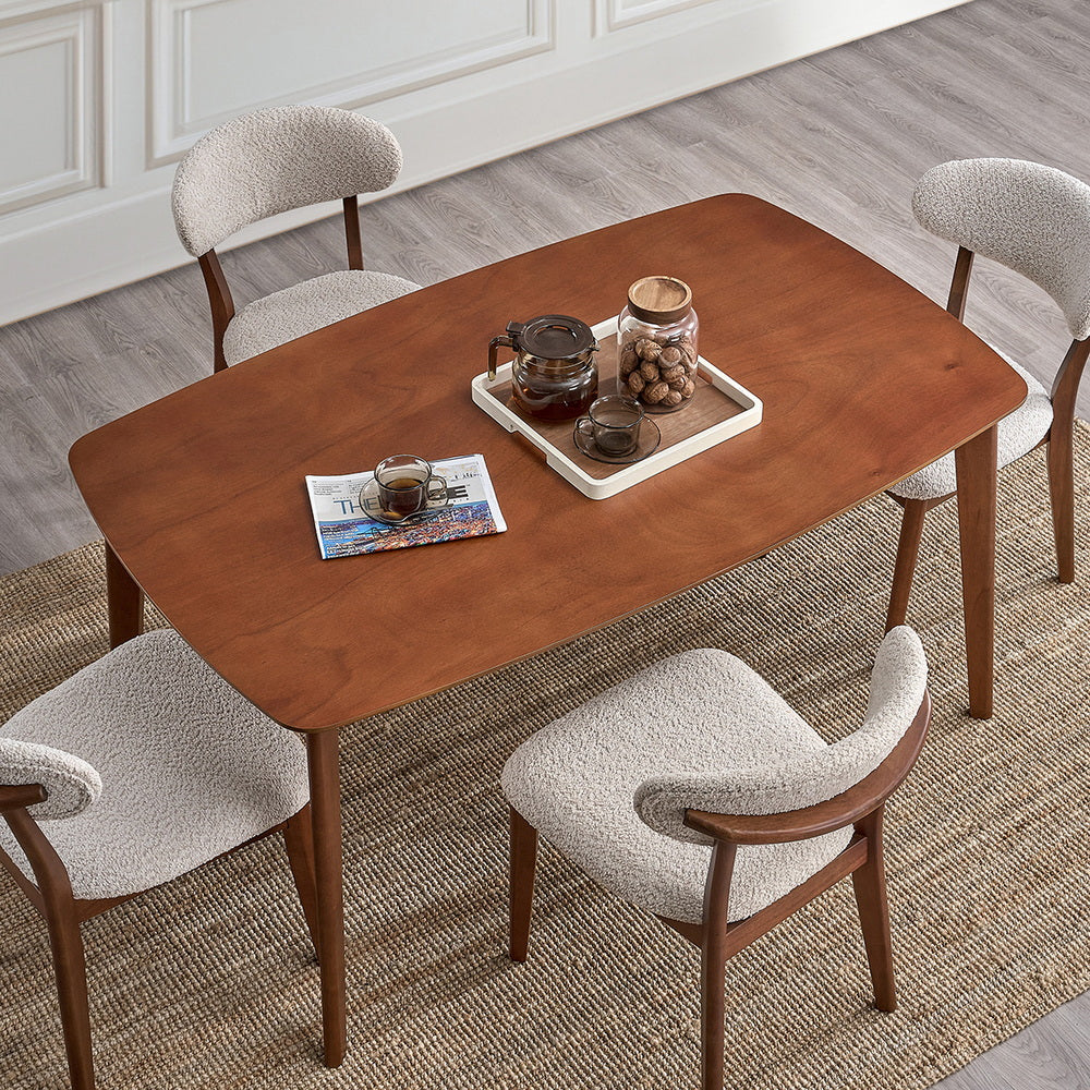 ACTU Scandinavian dining table set with upholstered beige chairs for small spaces seats 4–6 on Tampa Home & Garden Store