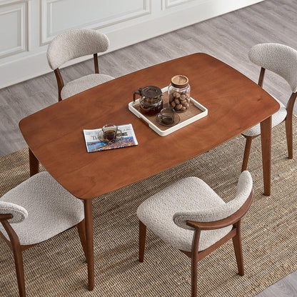 ACTU Scandinavian dining table set with upholstered beige chairs for small spaces seats 4–6 on Tampa Home & Garden Store