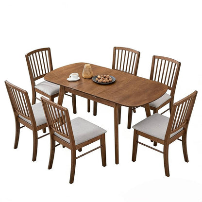 ACTU Extendable Dining Table Set for Small Spaces wooden table with 6 chairs seats 4–6 on Tampa Home & Garden Store