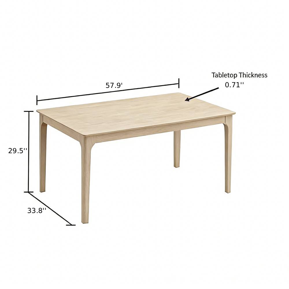 ACTU Farmhouse Dining Table natural wood finish with tapered legs, 57.9 in L x 33.8 in D x 29.5 in H on Tampa Home & Garden Store