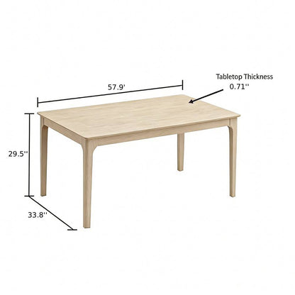 ACTU Farmhouse Dining Table natural wood finish with tapered legs, 57.9 in L x 33.8 in D x 29.5 in H on Tampa Home & Garden Store