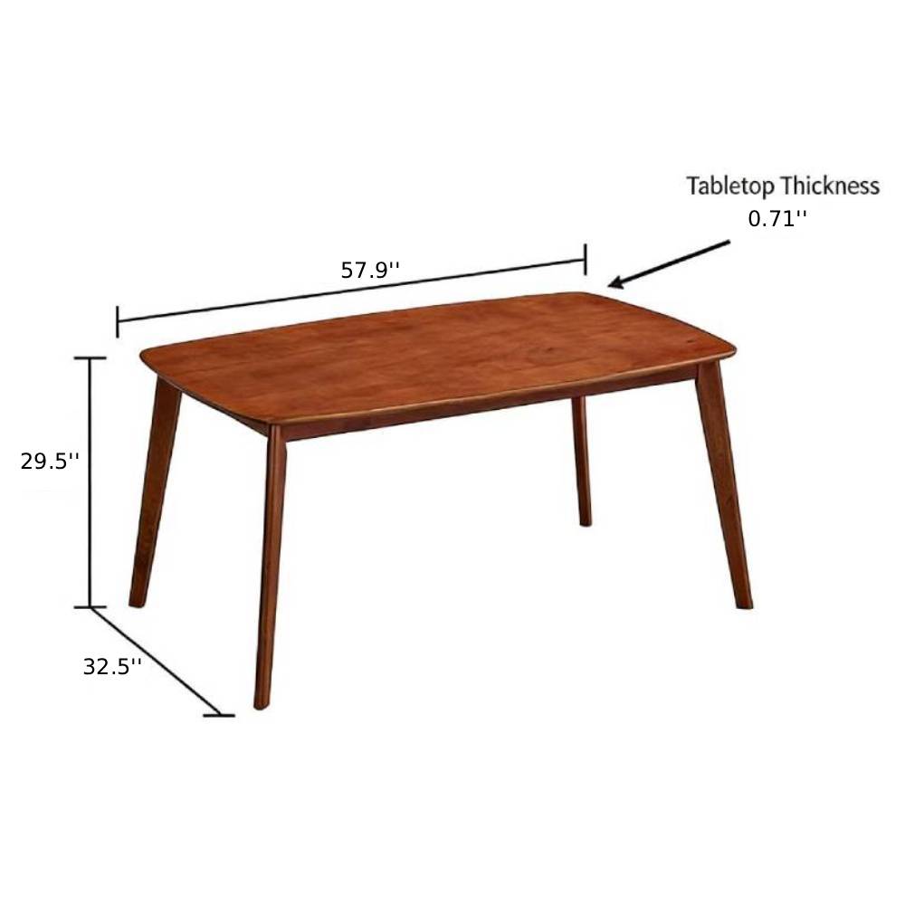 ACTU FURNITURE Scandinavian wooden dining table with tapered legs, brown finish, 57.9 in long on Tampa Home & Garden Store