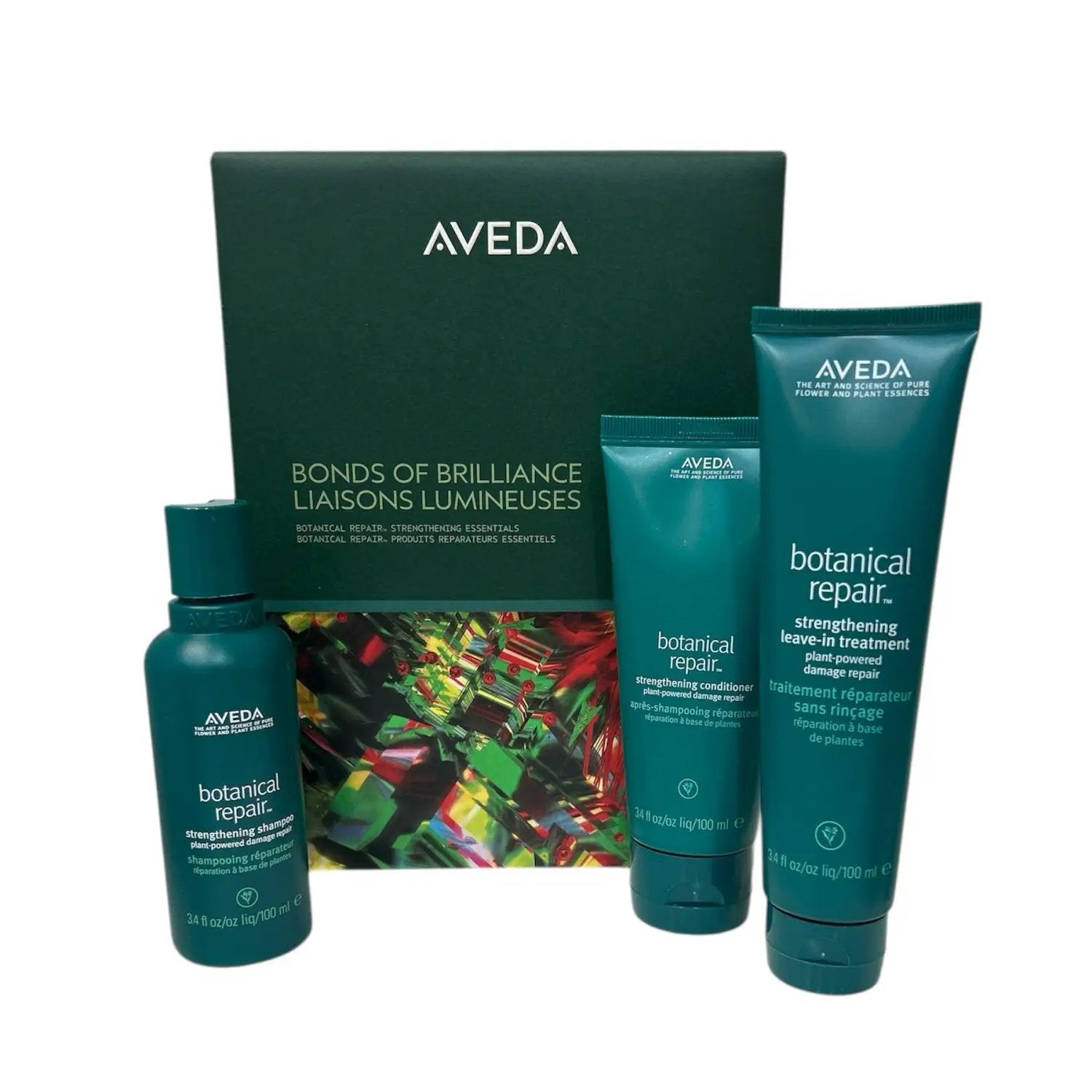 Hair care gift set AVEDA Bonds of Brilliance Botanical Repair 4-piece teal tubes and bottles on Tampa Home & Garden Store