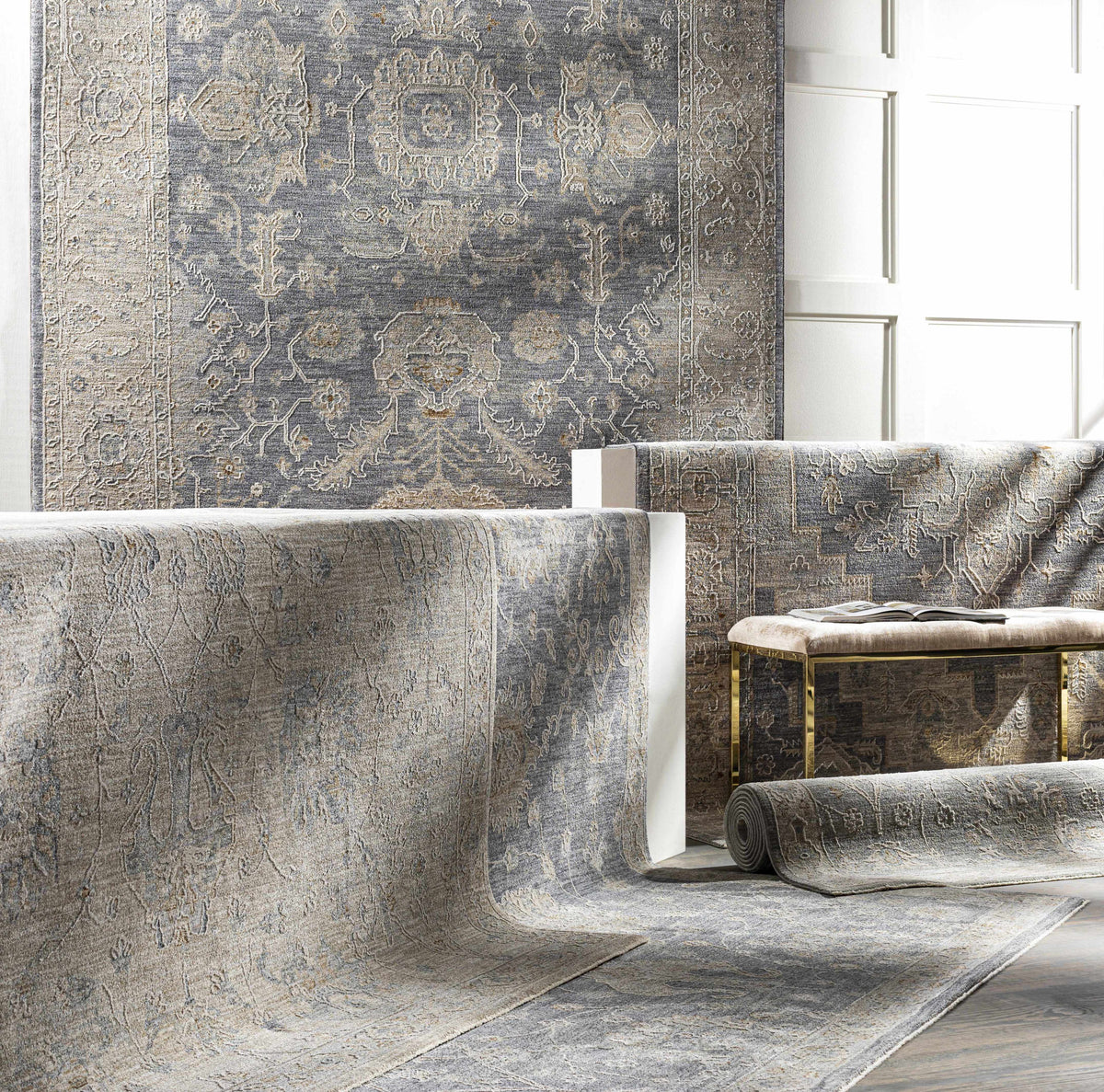 Monterey Gray and White Persian Area Rug
