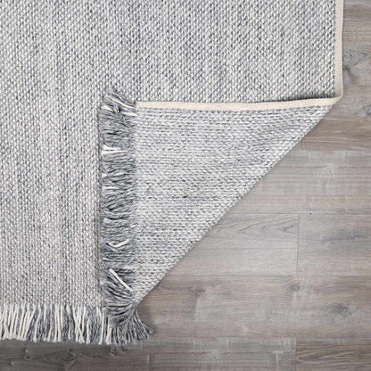 Stenhousemuir Luxe Handmade Rug gray woven with fringe by Boutique Rugs on Tampa Home & Garden Store