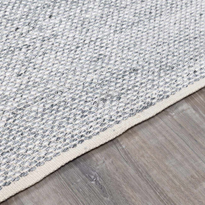 Stenhousemuir Luxe Handmade Rug gray-blue woven texture with cream border Boutique Rugs on Tampa Home & Garden Store