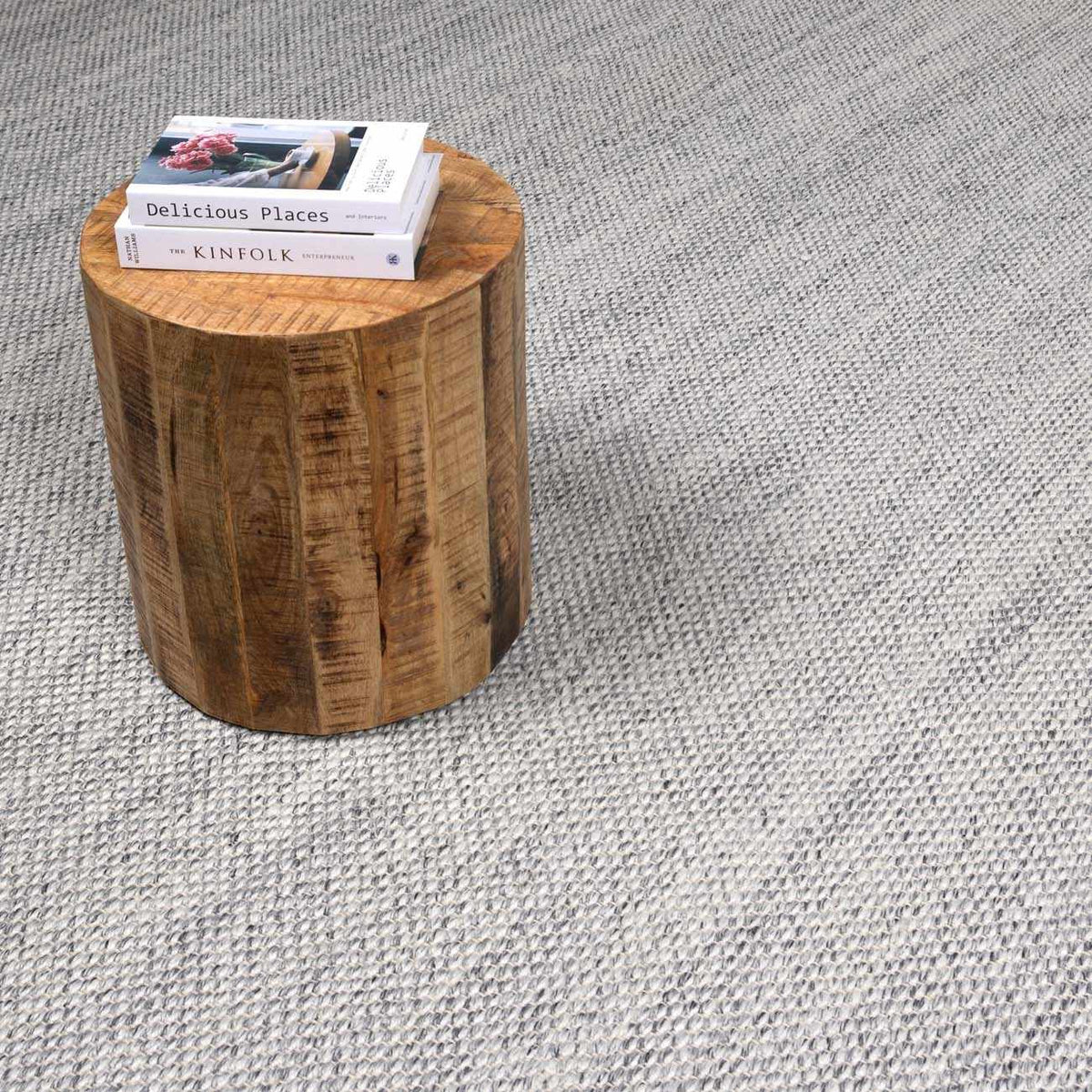 Stenhousemuir Luxe Handmade Rug gray textured weave on light floor on Tampa Home & Garden Store