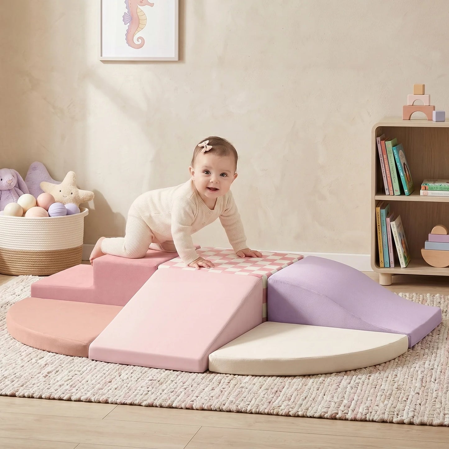 Tiny Land INC Climbing Blocks Violet pastel foam mats pink and purple curve into a baby mat on Tampa Home & Garden Store