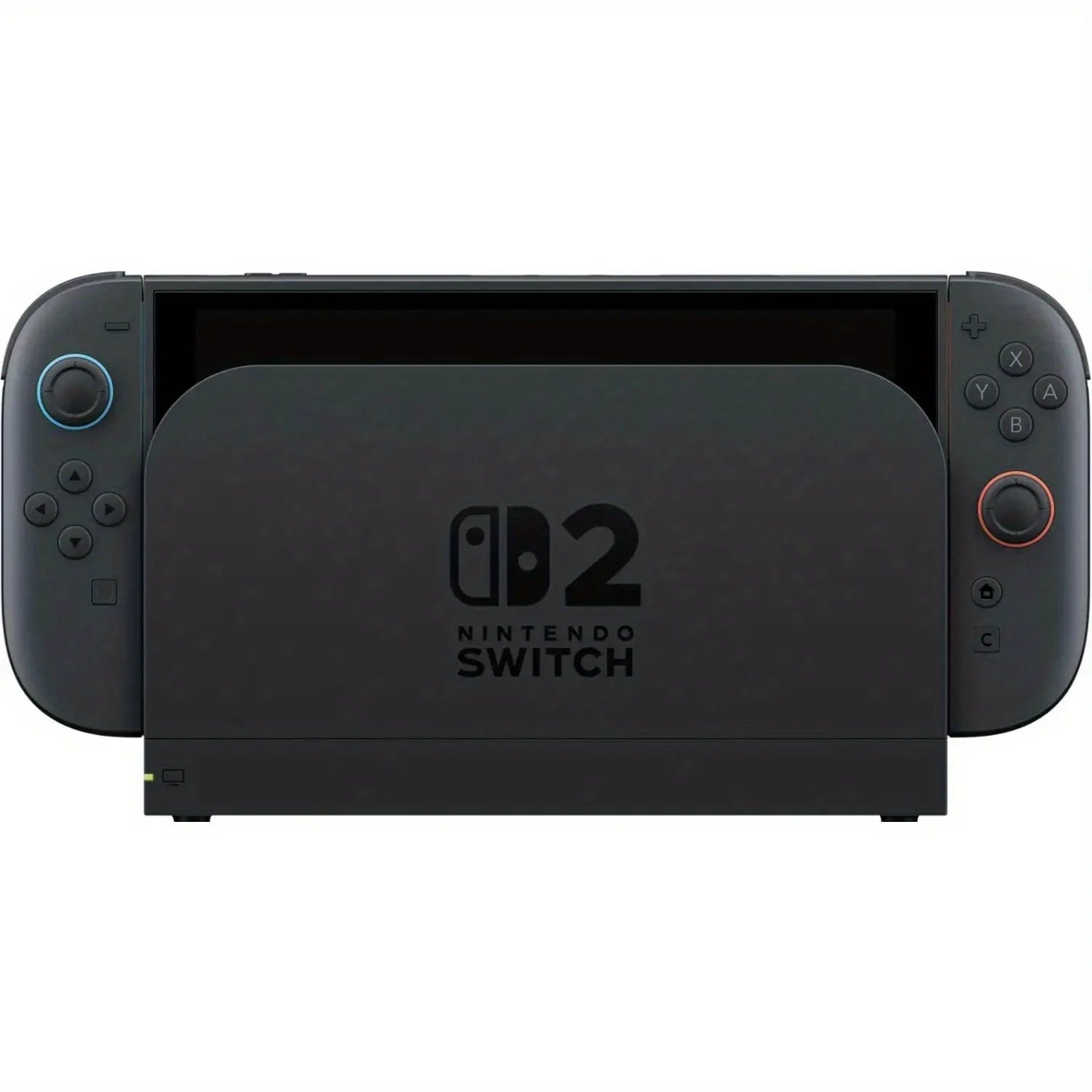 Nintendo Switch 2 gaming console with gray dock; Joy-Cons, blue left ring, orange right ring on Tampa Home & Garden Store