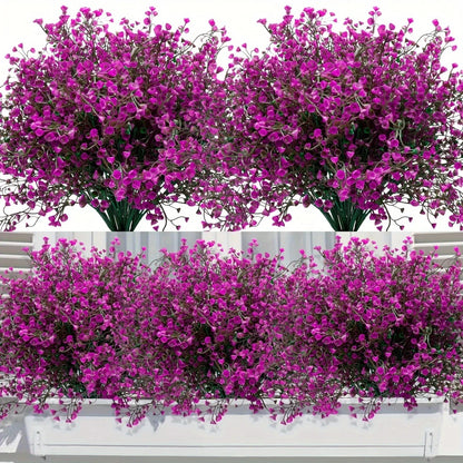 Perfecsy 12-bunch artificial flowers pink shrubs UV resistant plastic for garden edging on Tampa Home & Garden Store