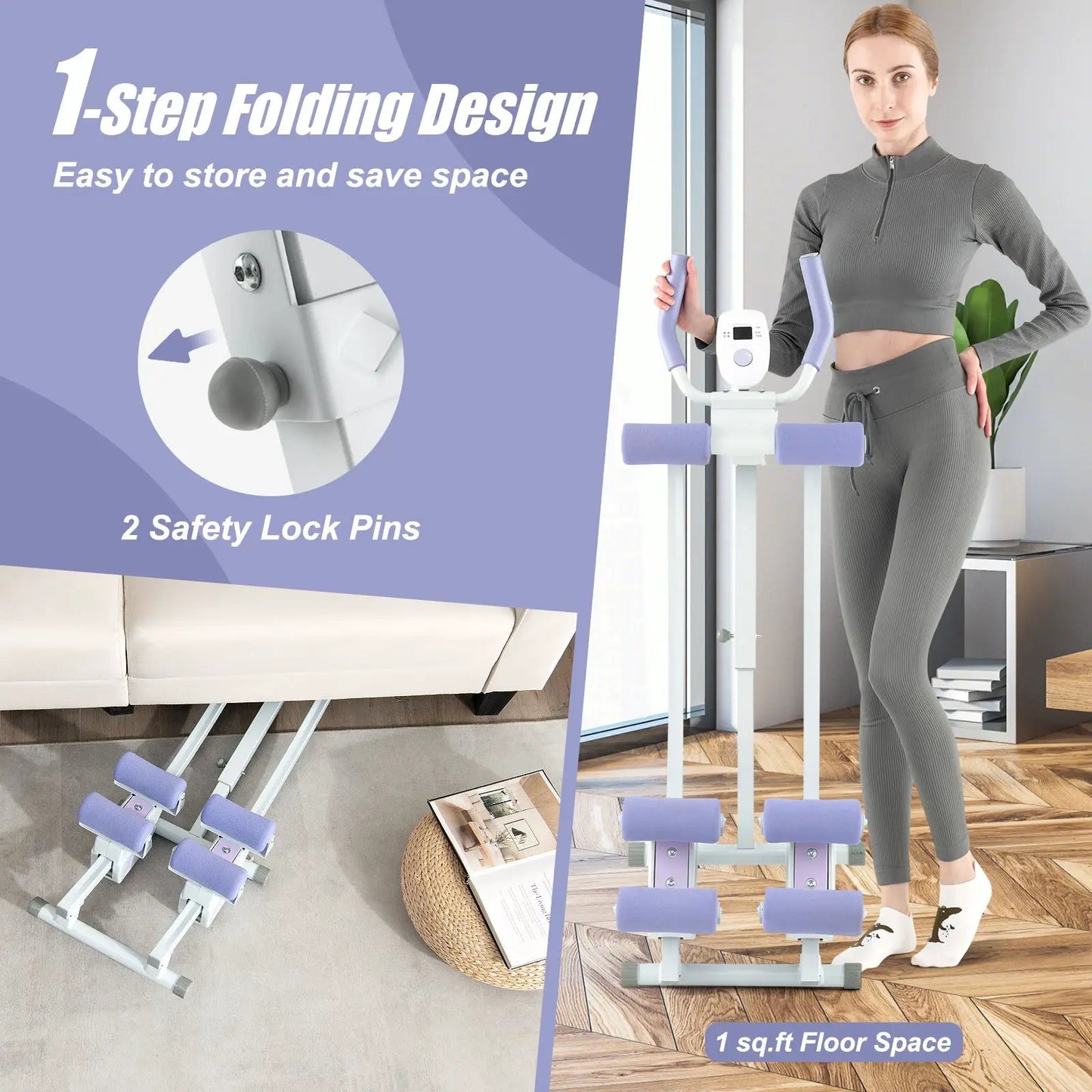 Ab Machine with LCD Monitor and 4 Heights Purple