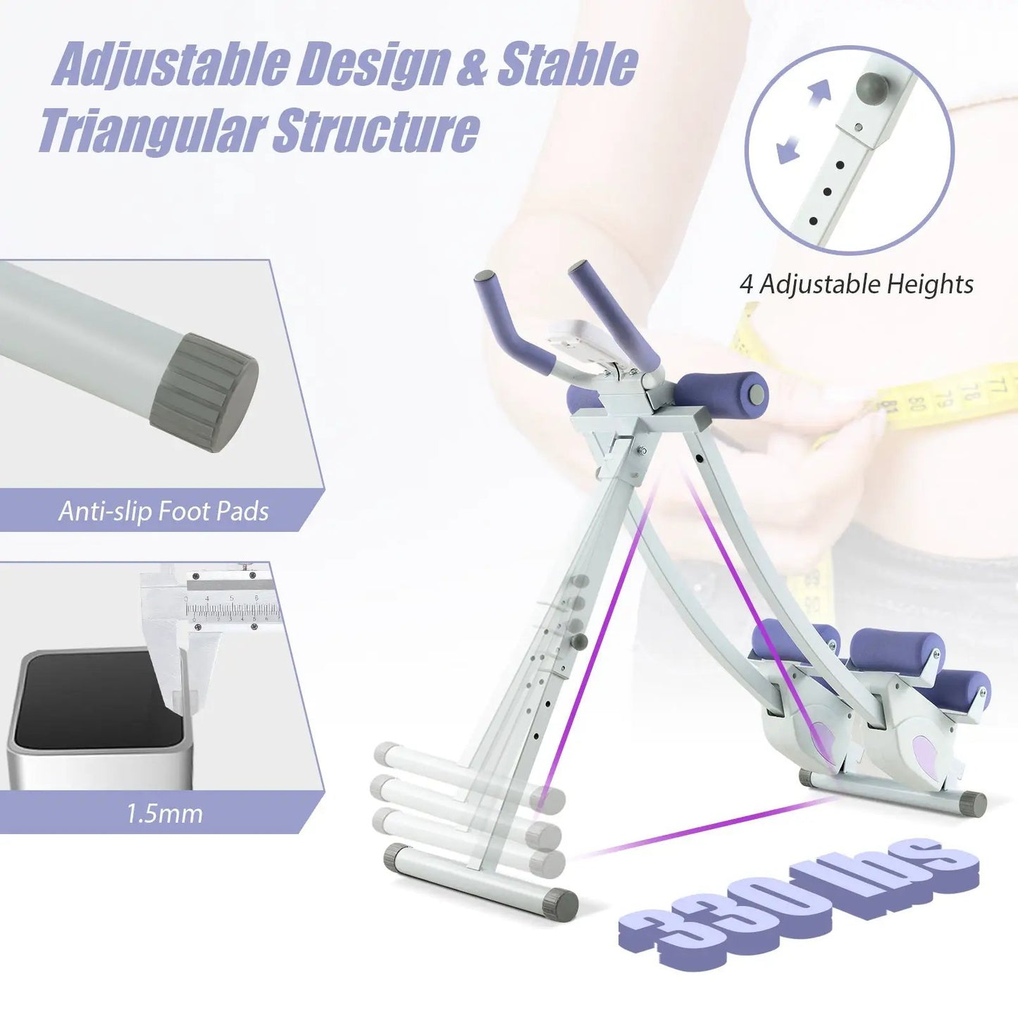 Ab Machine with LCD Monitor and 4 Heights Purple