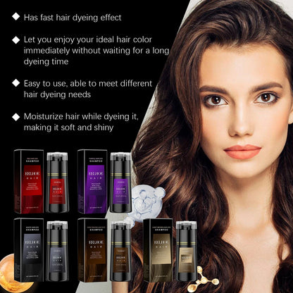 EELHOE multi-color hair dye shampoo set with multiple color bottles and model with long hair on Tampa Home & Garden Store