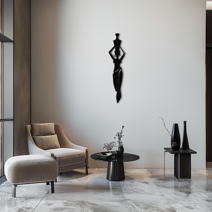 Abstract African Woman Metal Wall Art - Modern Black Steel Wall Decor - KAF125 - Tampa Home & Garden Store