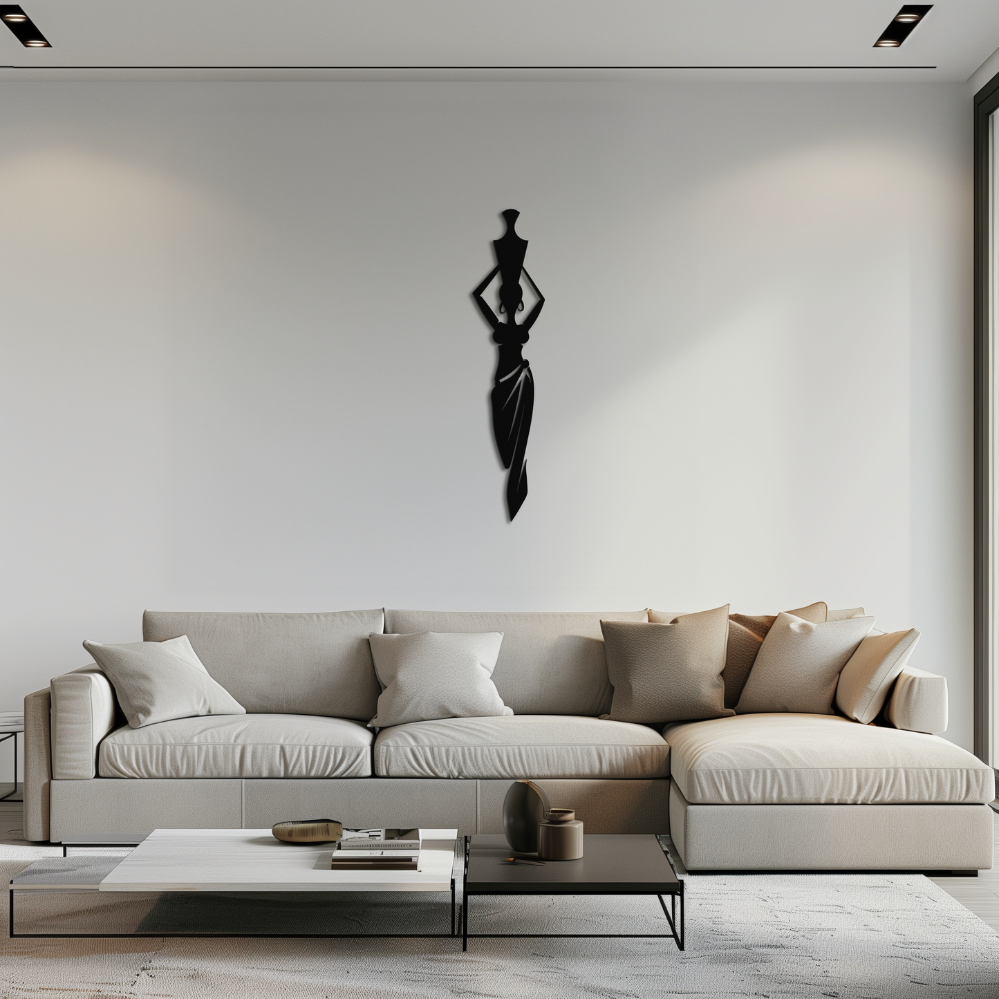 Abstract African Woman Metal Wall Art - Modern Black Steel Wall Decor - KAF125 - Tampa Home & Garden Store