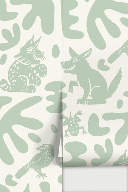 Abstract Animales Wallpaper, mint - Tampa Home & Garden Store
