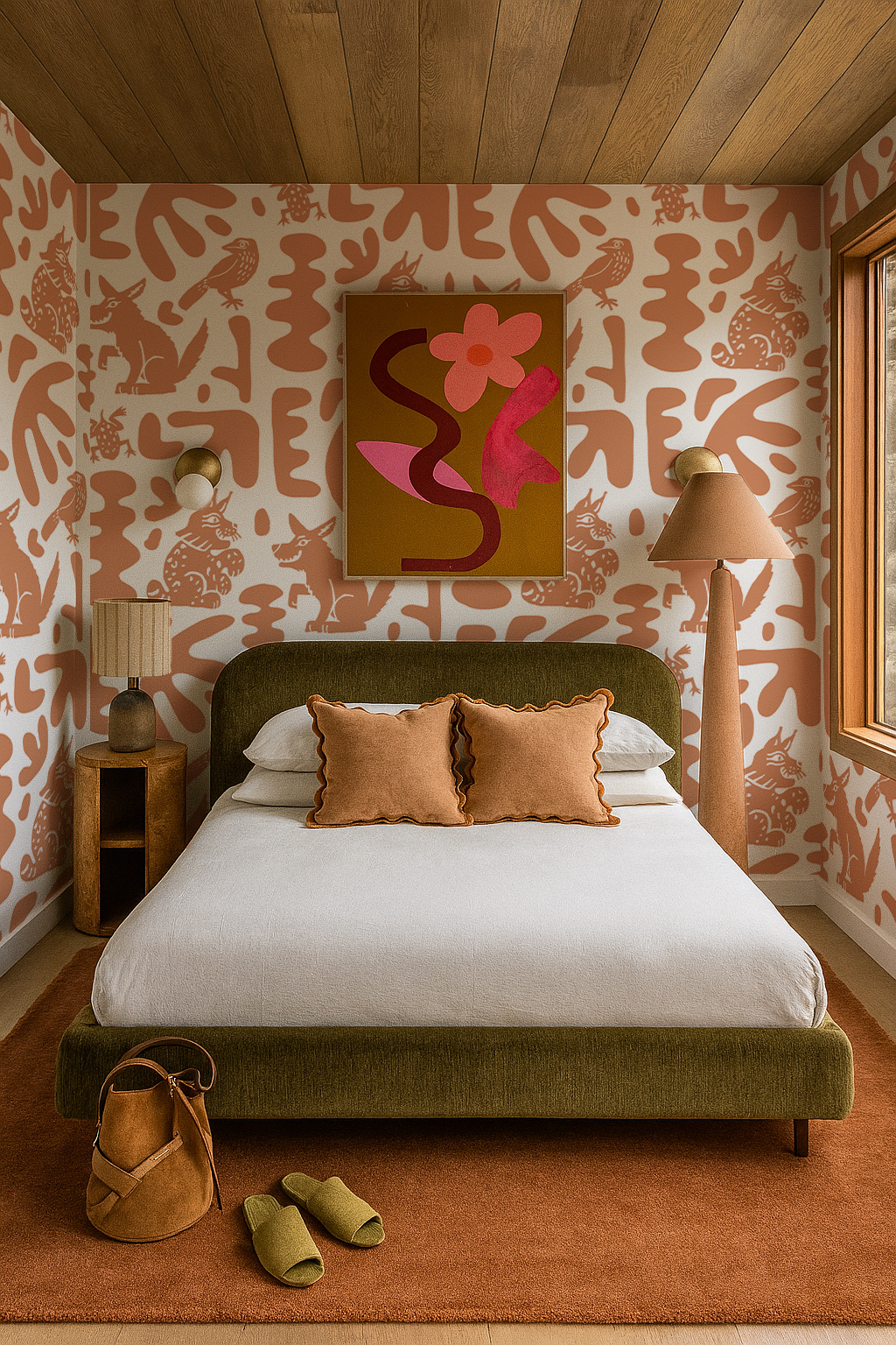 Abstract Animales Wallpaper, terra cotta - Tampa Home & Garden Store