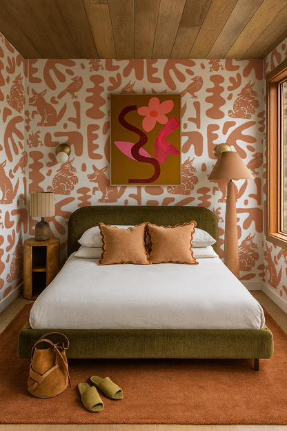 Abstract Animales Wallpaper, terra cotta - Tampa Home & Garden Store
